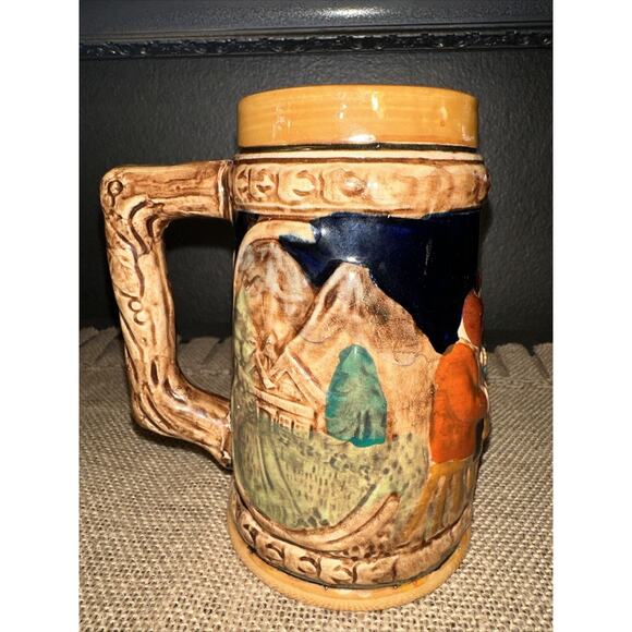 Ceramic Stein 3 Men at Table Beer Handled Drink Drinking Mug Hand Painted Japan - Picture 4 of 10